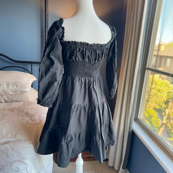 JJ's House Black Ruched Long Sleeved Sweetheart Neckline Mini Party Dress - Picture 5 of 9